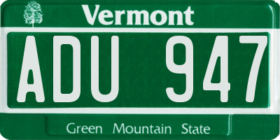 VT license plate ADU947