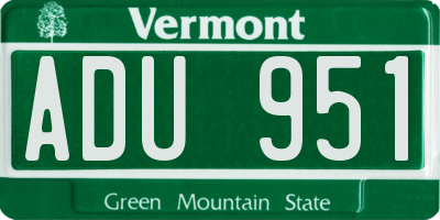 VT license plate ADU951