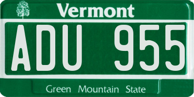 VT license plate ADU955