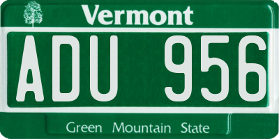 VT license plate ADU956