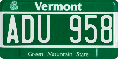 VT license plate ADU958