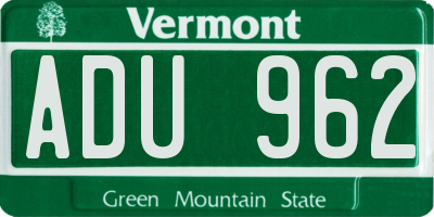 VT license plate ADU962