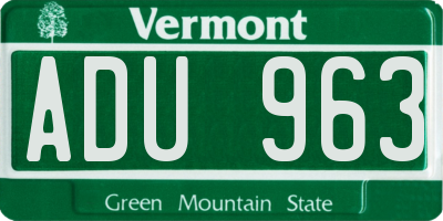 VT license plate ADU963