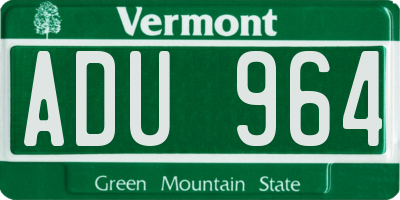 VT license plate ADU964