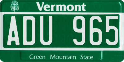 VT license plate ADU965