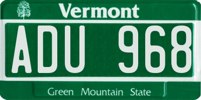 VT license plate ADU968