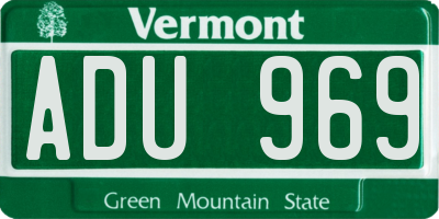 VT license plate ADU969