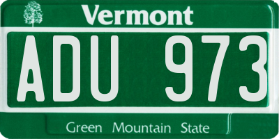 VT license plate ADU973