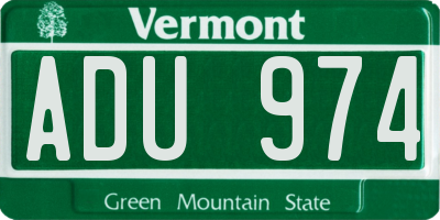 VT license plate ADU974