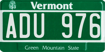 VT license plate ADU976