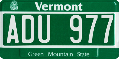 VT license plate ADU977