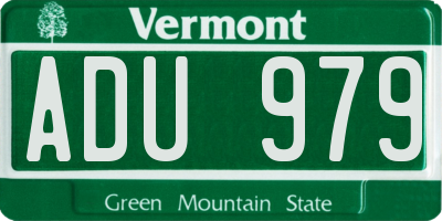 VT license plate ADU979