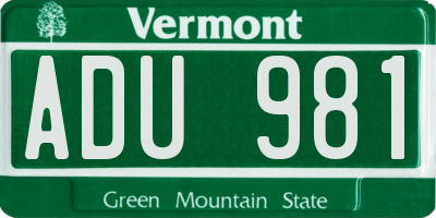 VT license plate ADU981
