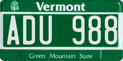 VT license plate ADU988