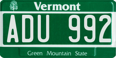 VT license plate ADU992
