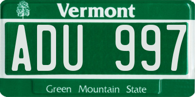 VT license plate ADU997