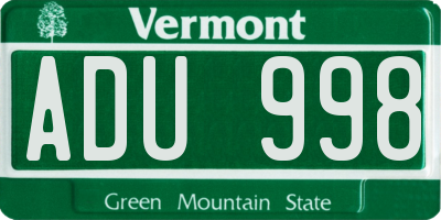 VT license plate ADU998