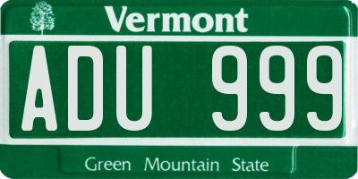 VT license plate ADU999