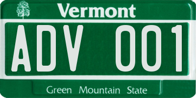 VT license plate ADV001