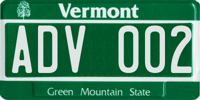 VT license plate ADV002