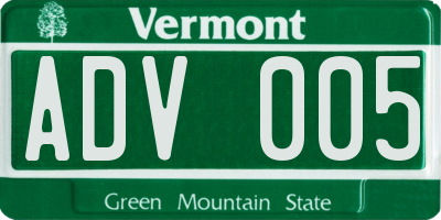 VT license plate ADV005