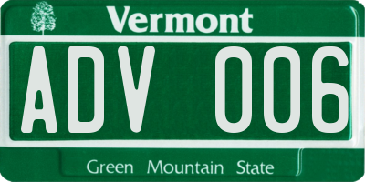 VT license plate ADV006