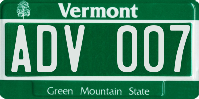 VT license plate ADV007