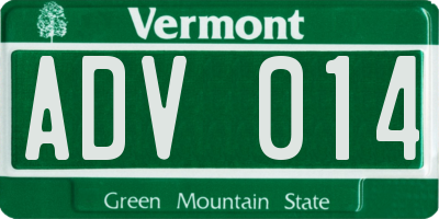 VT license plate ADV014