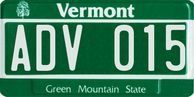 VT license plate ADV015
