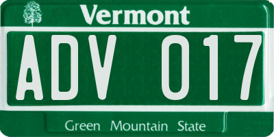 VT license plate ADV017