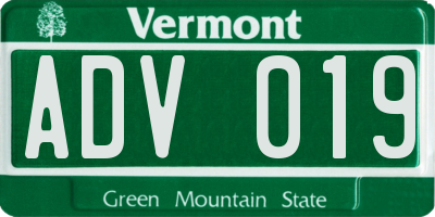 VT license plate ADV019