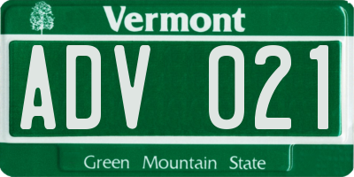 VT license plate ADV021
