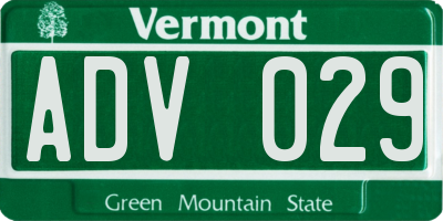 VT license plate ADV029