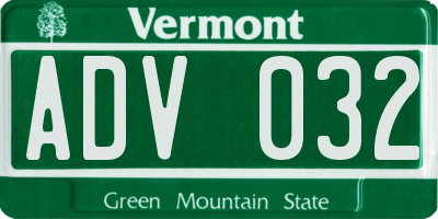 VT license plate ADV032