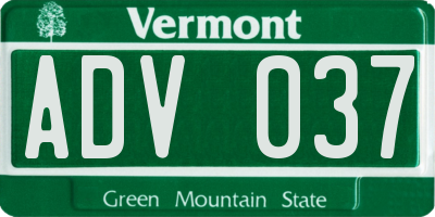VT license plate ADV037