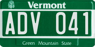 VT license plate ADV041
