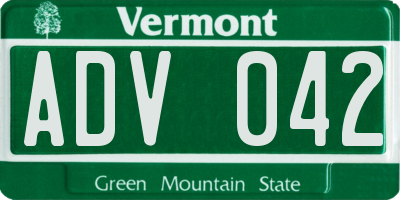 VT license plate ADV042