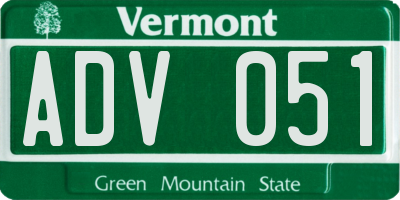 VT license plate ADV051