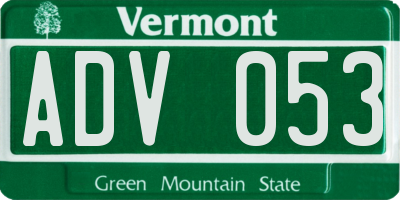 VT license plate ADV053