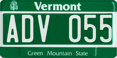VT license plate ADV055