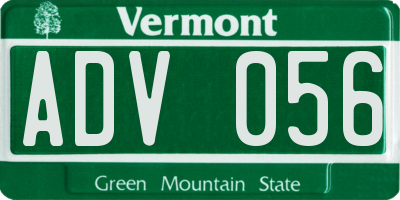 VT license plate ADV056
