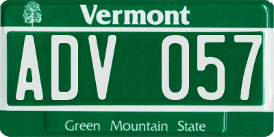 VT license plate ADV057