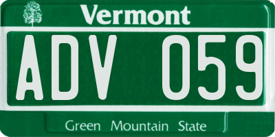 VT license plate ADV059