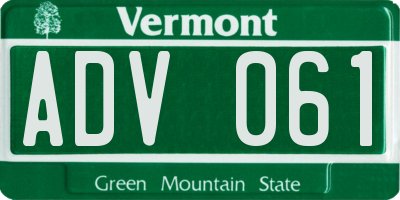 VT license plate ADV061