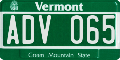 VT license plate ADV065