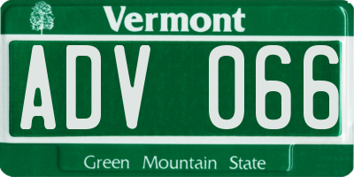 VT license plate ADV066