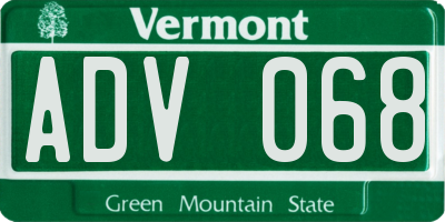 VT license plate ADV068
