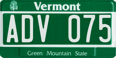 VT license plate ADV075