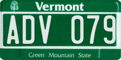 VT license plate ADV079