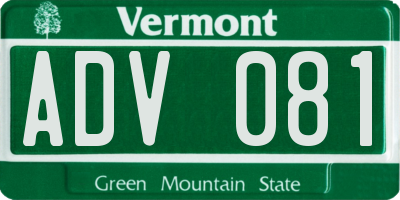 VT license plate ADV081